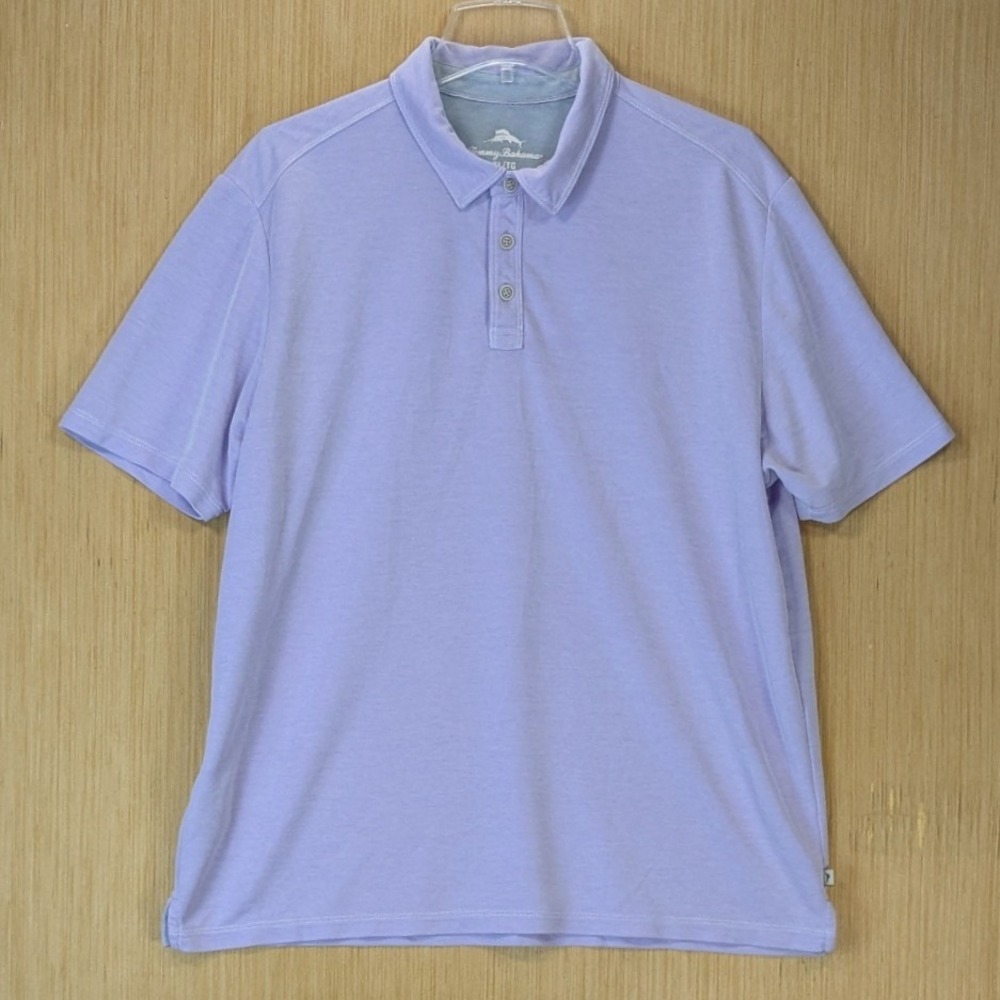 Tommy Bahama Mens Size XL Purple Tencel Blend Short Sleeve Polo Shirt